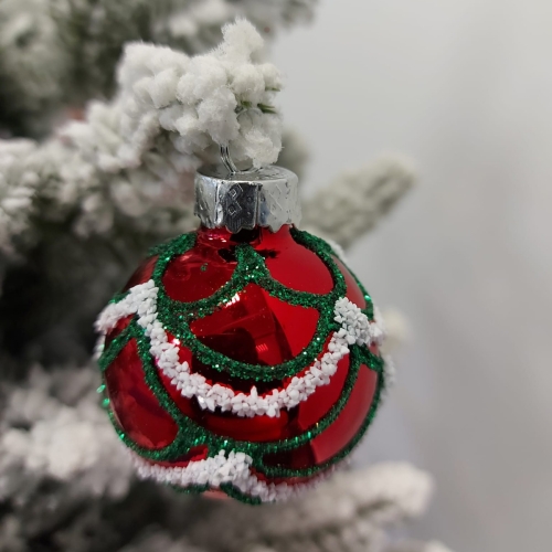 Set 6 globuri sticla rosu-verde 4 cm Xmas, Prosper