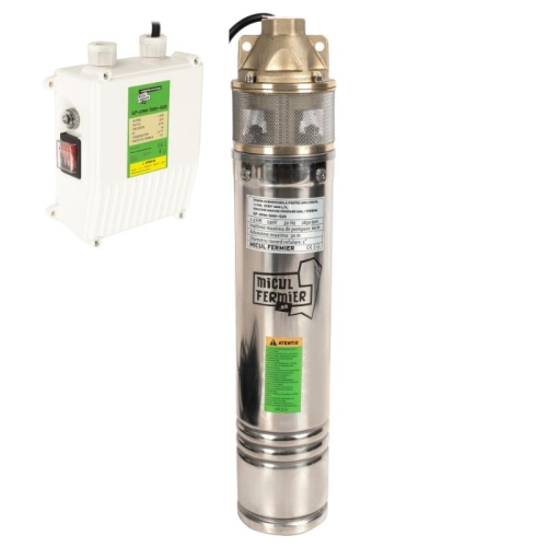 Pompa submersibila Micul Fermier, pentru apa curata, 1.3kW, debit 3000l/h, inaltime maxima pompare 60 m, cu o turbina