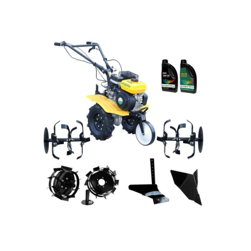 ProGARDEN Pachet Campo 703 Motocultor 7CP+ Plug simplu + Plug bilonat/rarita + 2 roti metalice 350x6 + 2L Ulei