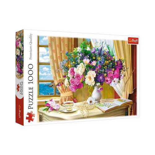 Puzzle flowers in the morning