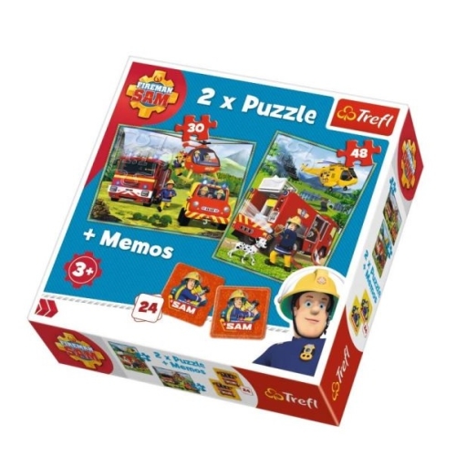 Puzzle 2in1 memopompierii in actiune, Trefl