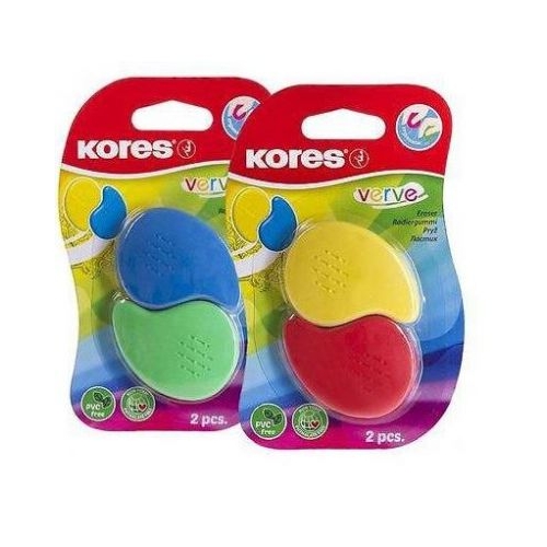 Radiera Kores Verve, culori asortate, 2 bucati/blister