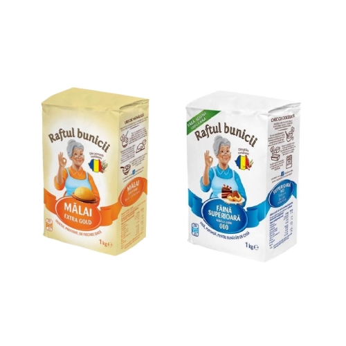 Pachet Raftul Bunicii: Faina alba de grau 1KG + Malai 1 KGpe grupdzc.ro✅. Descopera gama copleta de produse la oferte speciale✅!