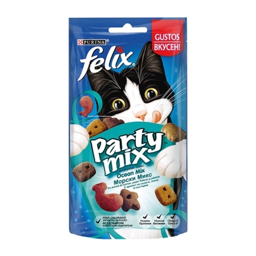 Recompense-pentru-pisici,-Mix-cu-Somon,-peste-Pollock,-Pastrav,-60 g,-Purina-Felix-Party-Ocean 