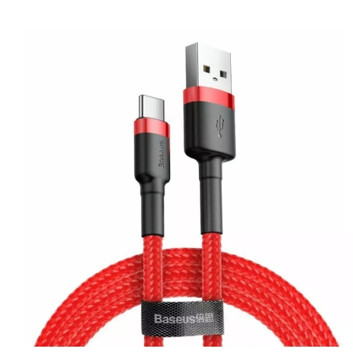 Cablu Baseus Cafule, USB la USB-C, Quick Charge , 2A, 2m, rosu-negru
