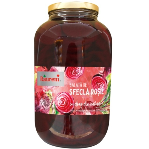 Salata de sfecla rosie felii in otet, 4250g Raureni
