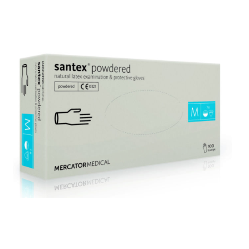 Manusi unica folosinta latex pudrate marimea M albe 100buc, Mercator	
