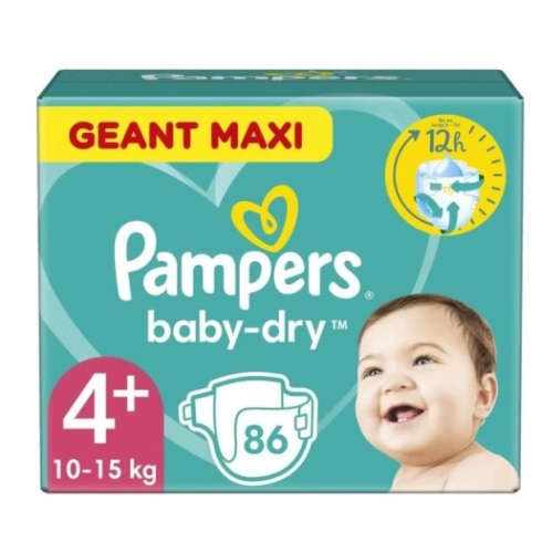 Scutece marimea 4+, 10-15 kg, 86 buc, Pampers - Baby Dry Maxi