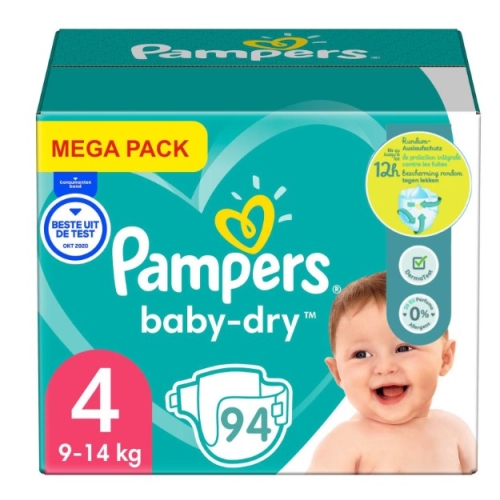 Scutece marimea 4, 9-14 kg, 94 buc, Pampers - Baby Dry Maxi