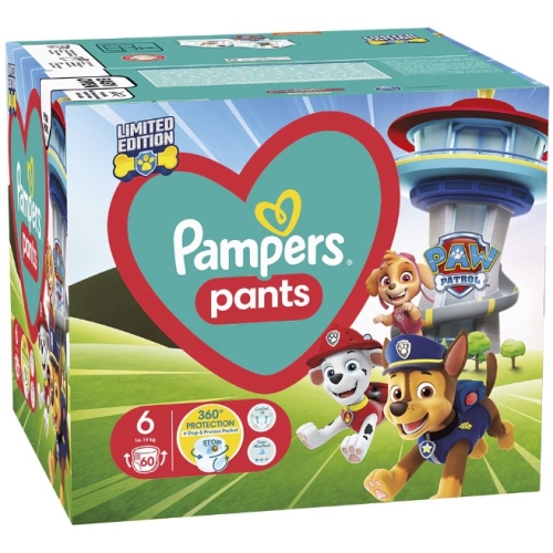Scutece tip chilotel marimea 6 14-19 kg, 60 buc, Pampers - Pants Patrula Catelusilor