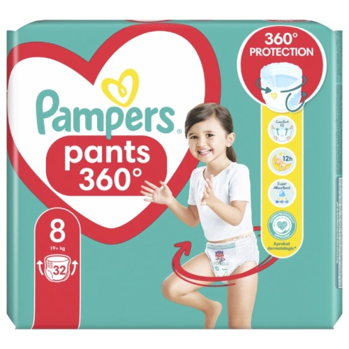 Scutece tip chilotel marimea 8 19+ kg, 32 bucati, Pampers - Pants 360