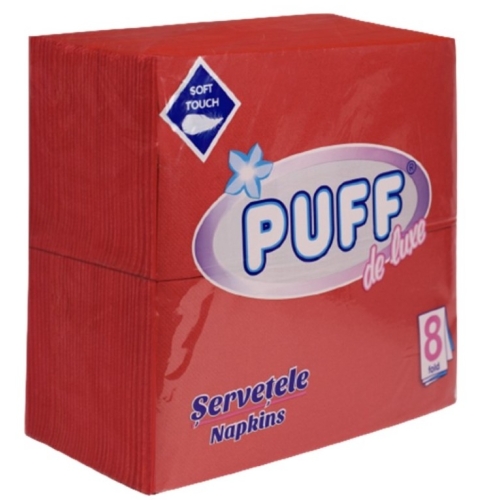 Servetele de masa rosu 33x33 cm 70 buc, Puff de luxe 