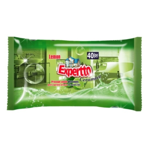 Servetele umede pentru suprafete ceramice Lemon, 40 buc, Expertto. Produse de igiena, Solutii de curatare suprafete