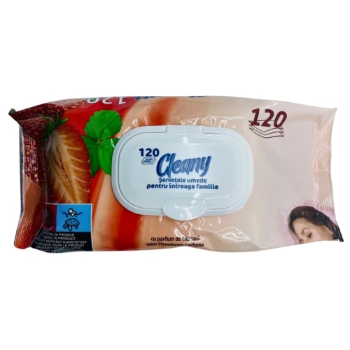 Servetele umede cu capac Strawberry, 120 buc Cleany