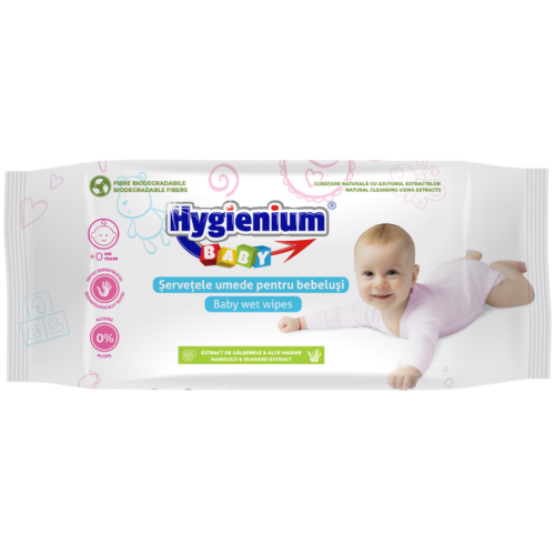 Servetele umede  Baby 48 buc galbenele & alge marine  Hygienium