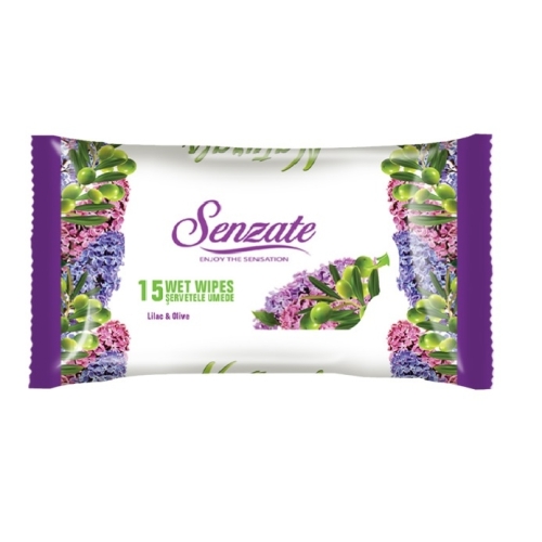 Servetele umede Liliac&Olive, 15 buc, Senzate	