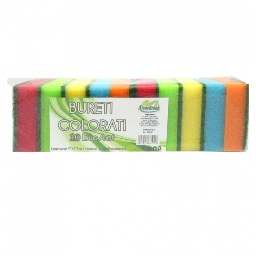 Bureti colorati 10buc AliverGreen. Produse de curatat vase de bucatarie