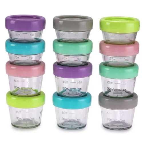 Set 12 recipiente sticla pentru hrana bebe 6x59+6x118 ml Melii