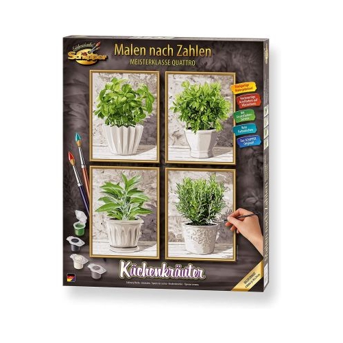 Kit pictura Schipper pe numere, Ierburi culinare, 4 tablouri, Schipper