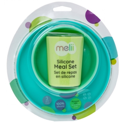 Set 3 recipiente silicon hrana bebe blue-lime-mint Melii