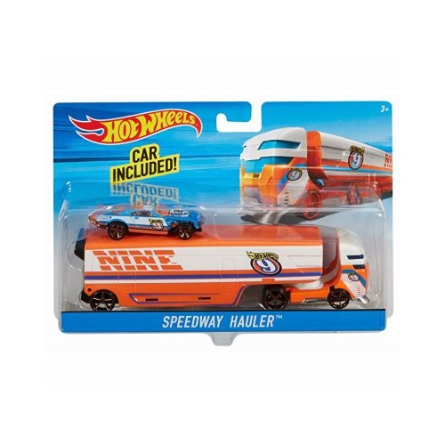 Set camion si masina sport Speedway Hauler, Hot Wheels