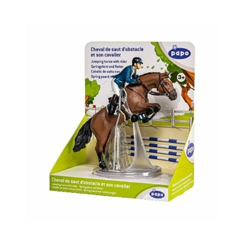 Set figurina Jocheu si cal sarind, Papo