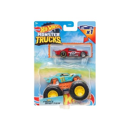 Set Monster Truck si masinuta metalica Night Shifter, Hot Wheels