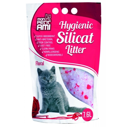 Asternut-igienic-pentru-pisici,-Silicat-Floral,-7.6 L,-Mon-Petit-Ami