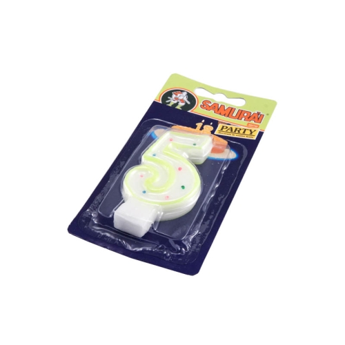 Lumanare decorativa tort, cifra 5