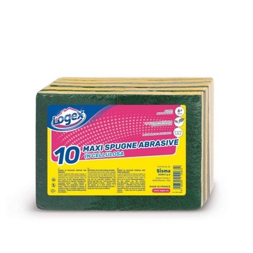 Set 10 bureti abrazivi Logex, 130x90x20mm, fabricati din celuloza naturala biodegradabila