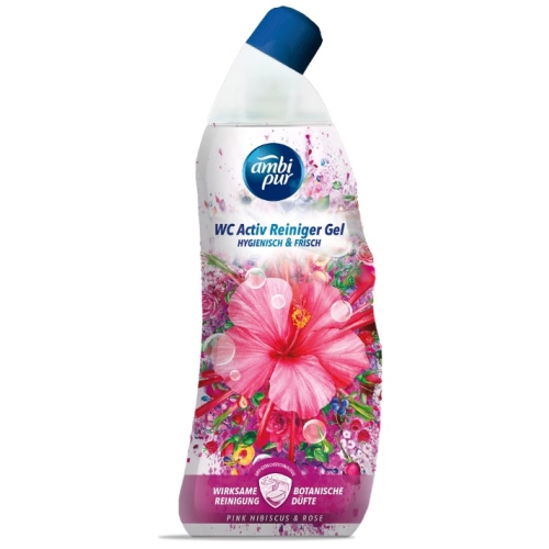 Solutie de curatat vasul de toaleta Ambi Pur Pink Hibiscus & Rose, 750ml