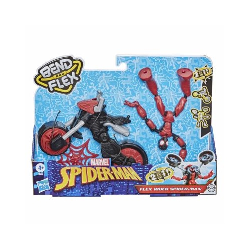Figurina Spiderman flexibila cu motocicleta, Spider-Man