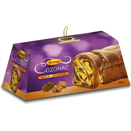 Cozonac crema de nuca si stafide, 450 g, Boromir