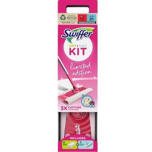 Kit mop + 3 rezerve umede + 8 rezerve uscate Pink, Swiffer