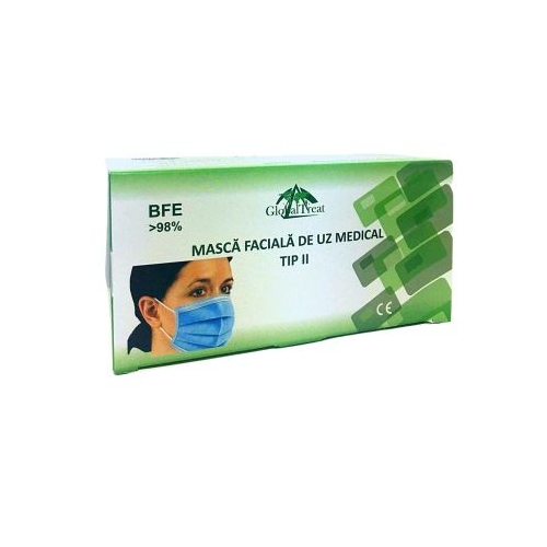Masti medicale tip 2, 50 buc albastre Romania, Global