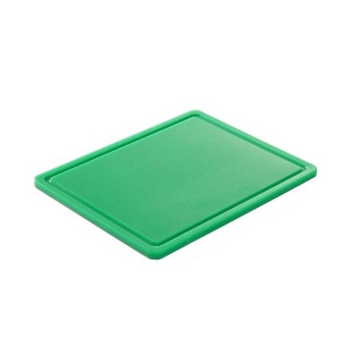 Tocator verde, 26.5x32.5x(H)1.2 cm - GN1/2, cu sant de scurgere, polietilena HDPE 500, respecta normele de igiena HACCP, Hendi