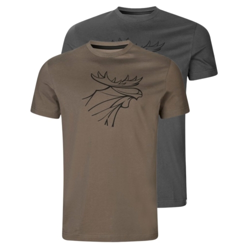 Tricou De Vanatoare Graphic T-Shirt 2-Pack Brown Granite/Phantom Harkila