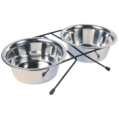 Trixie-Set-2-buc-Castron-Inox-In-Suport-0.75-15 cm