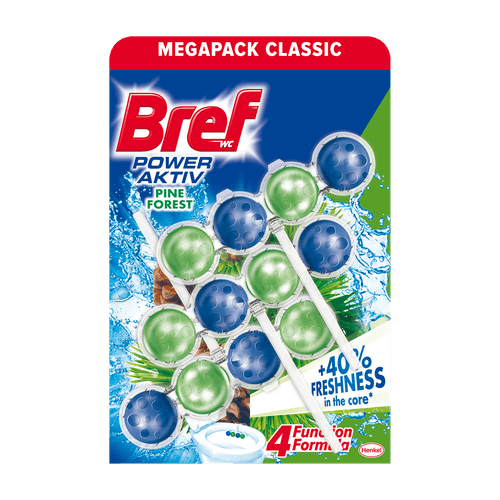 Bref Odorizant Toaleta Power Aktiv Pine, 3X50 g. Produs de igienizare baie